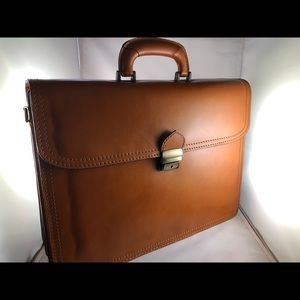 Tan leather briefcase